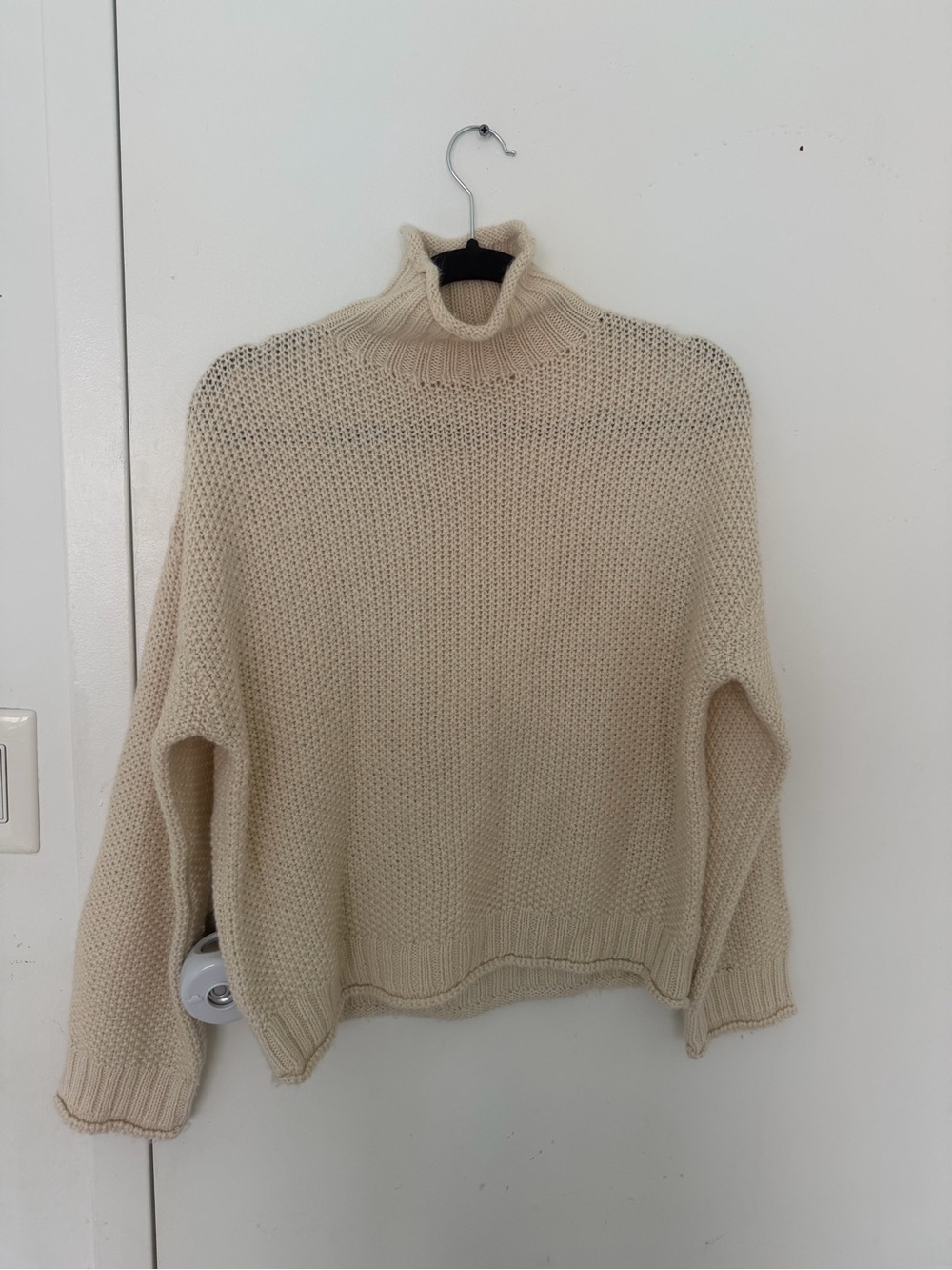 Reformation alpaca Cream Turtleneck Chunky Knit Sweater